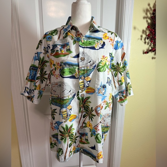 Reyn Spooner Men's Tampa Bay Rays White Scenic Button-Up Shirt NEW!! Size medium - Picture 4 of 11
